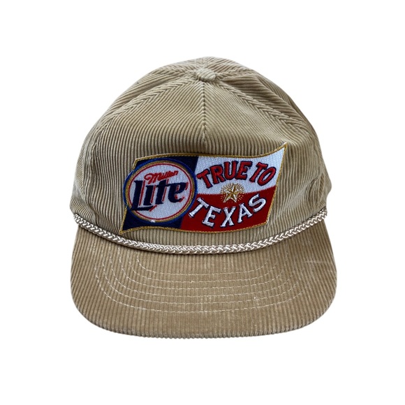 Miller Lite Corduroy True To Texas Retro SnapBack Hat Brown Rare - Picture 1 of 4